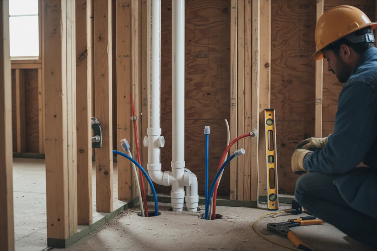Drain and supply rough-in during Leak Detection in Sparks